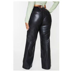 Women's Black Wide Leg Faux Leather Pants